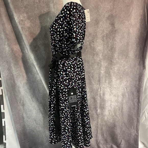 Avenue‎ Polka Dot Dress Black Purple Blue White 18/20 NWT Fit And Flair Retro - Picture 6 of 15